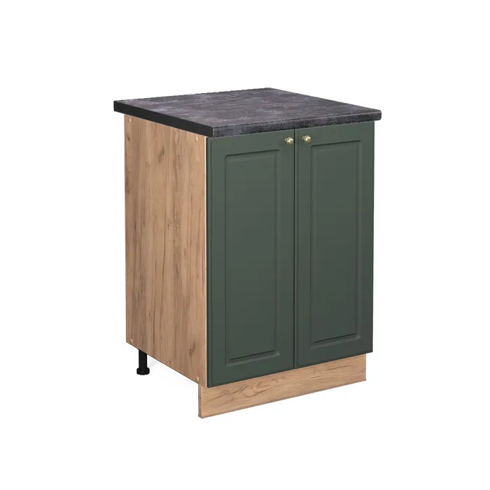 Vicco Meuble bas de cuisine Vert Or Campagne/Chêne doré 60cm plan de travail Anthracite