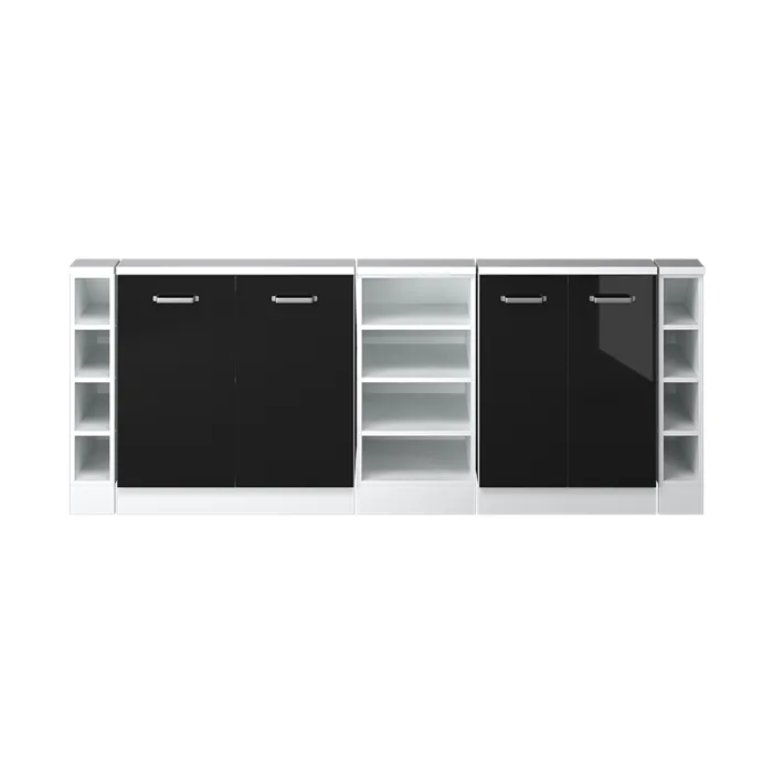 Vicco Ensembles de meuble de rangement sous pente Noir brillant/Blanc Lot de 5