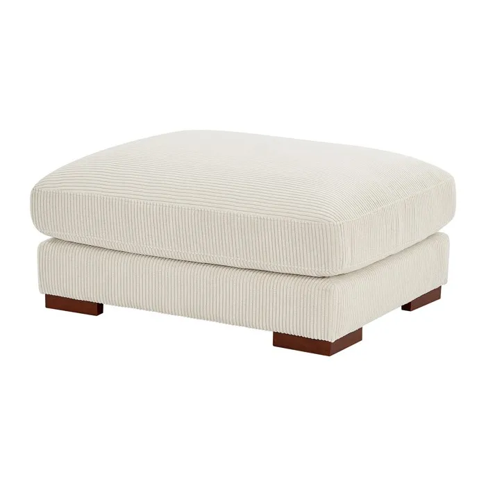 Pouf en velours côtelé beige SPERONE
