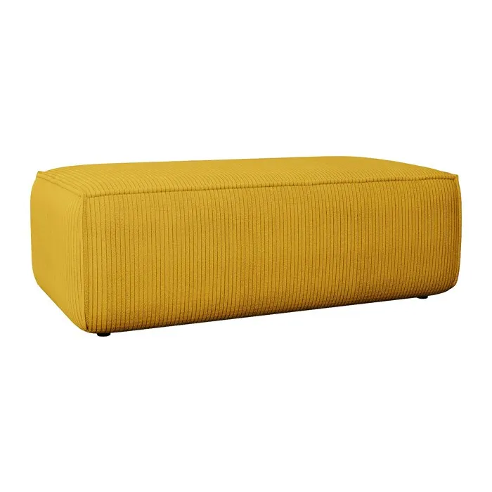 Pouf en velours côtelé jaune AMELIA