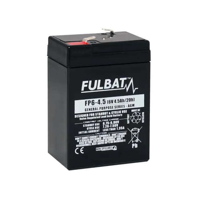 Fulbat - Batterie Agm Plomb Etanche Fp6-4.5 (t1) 6 Volts 4,5 Amps