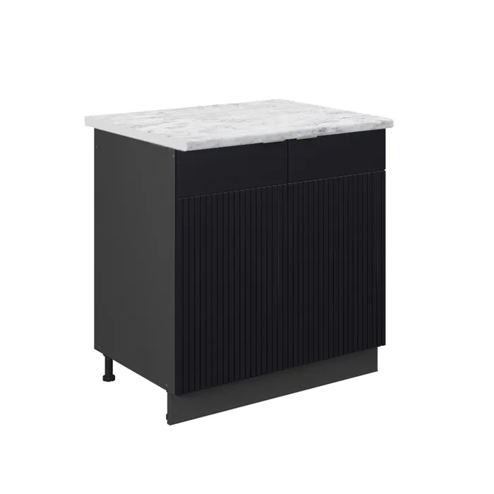Vicco Meuble bas sous-évier Noir rayé 80cm, PT Marbre