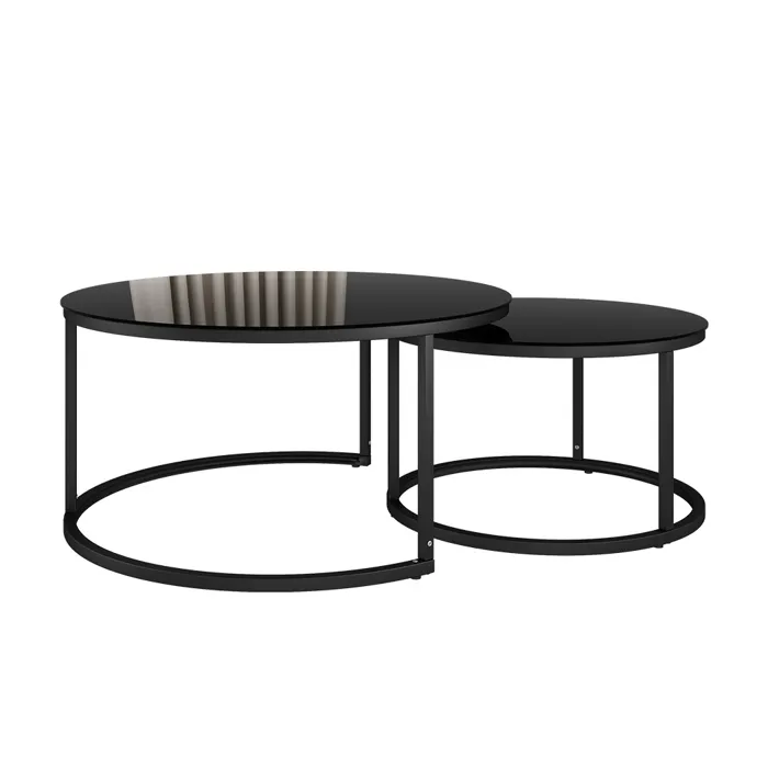 Vicco Ensemble de tables basses Noir 77x77cm 2 pièces