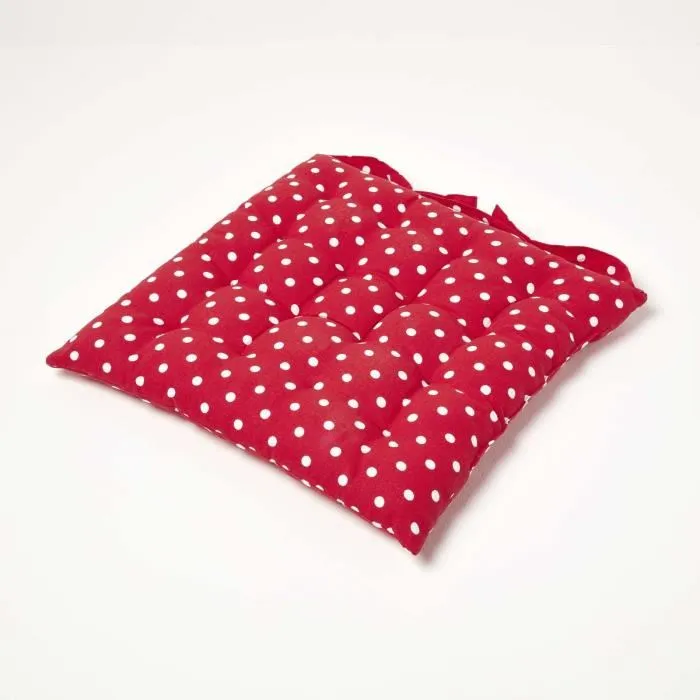 Galette De Chaise Capitonnée Pois Rouges 40x40cm - Homescapes