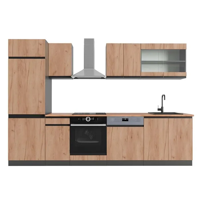 Vicco Cuisine Chêne doré/anthracite 300cm, PT Chêne