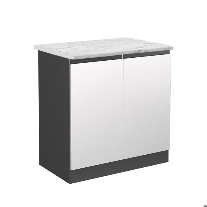 Vicco Meuble bas sous-évier Blanc 80cm PT Marbre