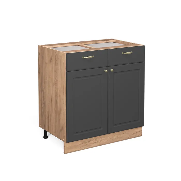 Vicco Meuble cuisine Anthracite-or 80cm sans PT