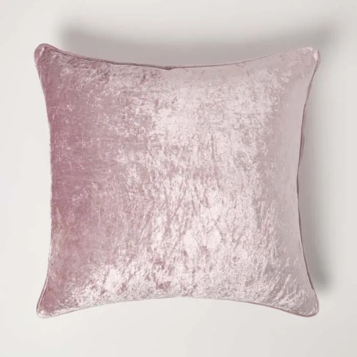 Housse De Coussin En Velours Martelé Rose Poudré, 45x45cm - Homescapes