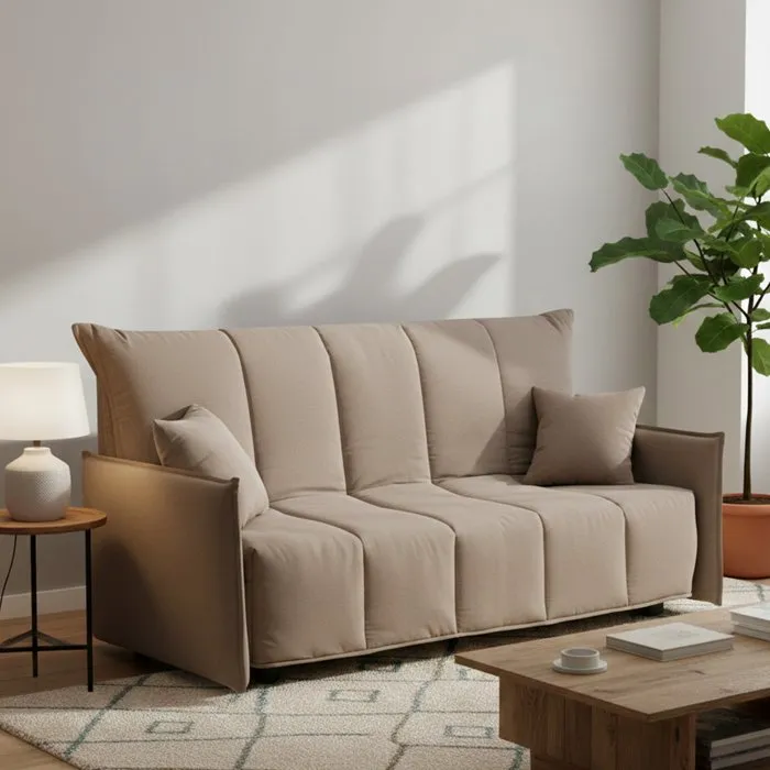 Canapé Lit,en Tissu,gris Tourterelle,190x90h85 Cm