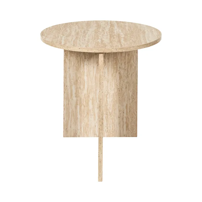 Table D'Appoint - HOME DECO FACTORY - Pietra - Minimaliste - Effet Pierre - Blanc et Beige