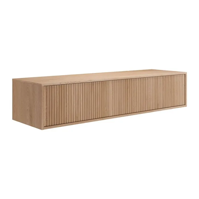 Meuble sous vasque suspendu strié - Naturel clair - 150 cm - ARNEGA