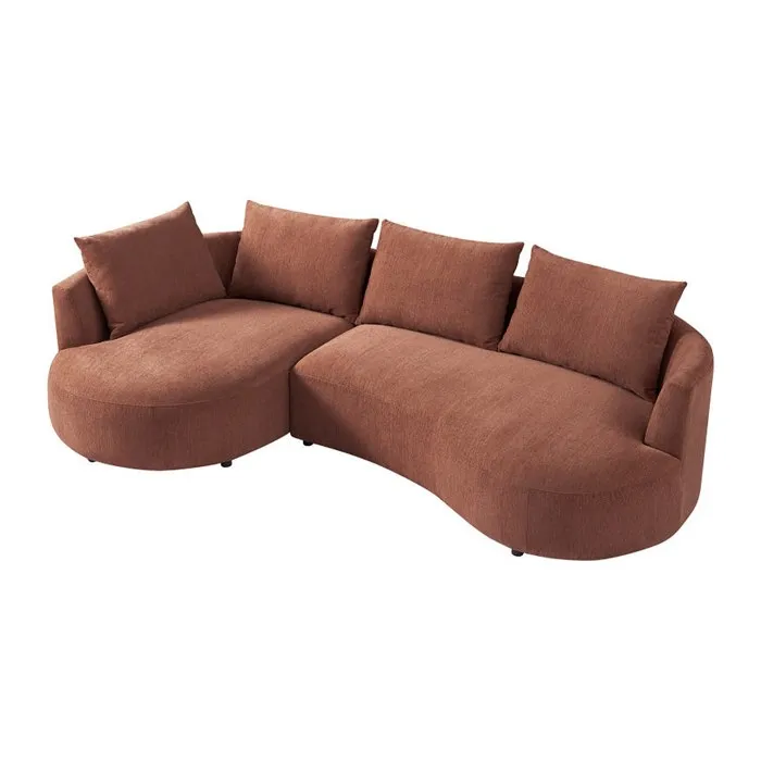 Canapé d'angle gauche en velours texturé terracotta LOUSADO