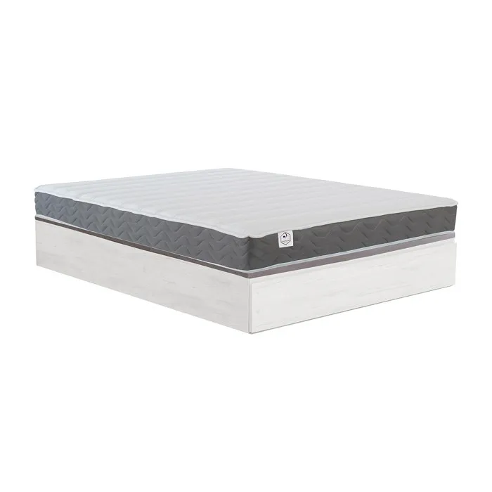 Ensemble 160 x 200 cm sommier coffre avec tiroir blanc + matelas mousse HD mémoire de forme et tissu 3D respirant ép.18cm - HEAVEN