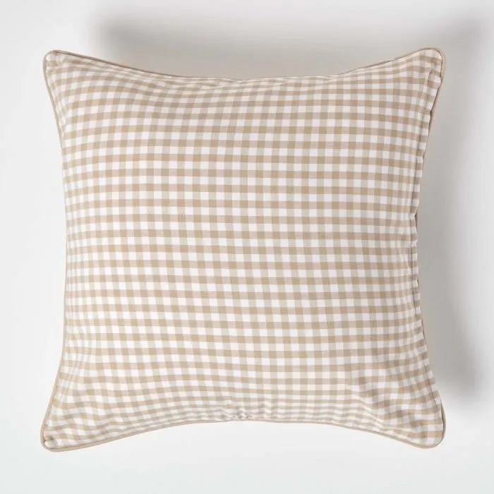 Housse De Coussin Beige À Carreaux Vichy, 60x60cm - Homescapes