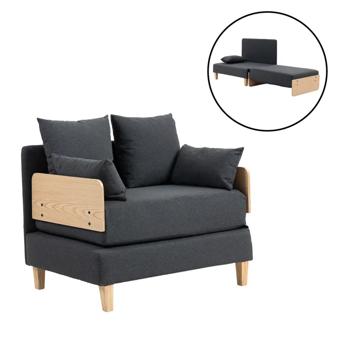 Canapé convertible 1 place Seinlus 81 x 88 x 68 cm gris foncé en.casa