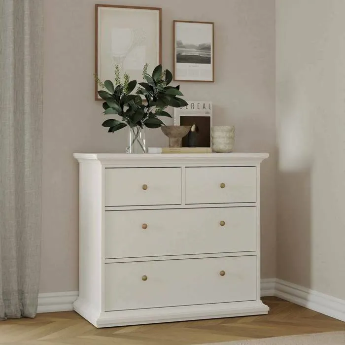 Commode Arika, 4 tiroirs 96x49x87h cm Blanc