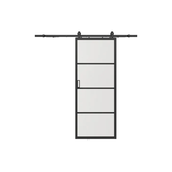 Porte coulissante avec système en applique - aluminium et verre trempé transparent - H205 x L83 cm - SINCA II