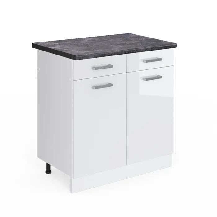 Vicco Meuble cuisine Blanc Haute brillance/Blanc 80cm plan de travail Anthracite