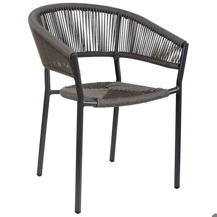Chaise En Rotin Synthétique Gris 56x61x78