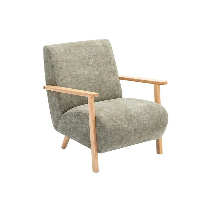 Fauteuil En Tissu Vert Et Bois Julomo