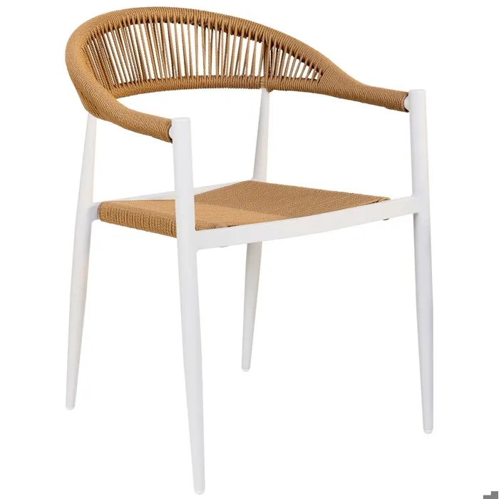 Chaise En Rotin Synthétique Marron Et Blanc 56x60x78
