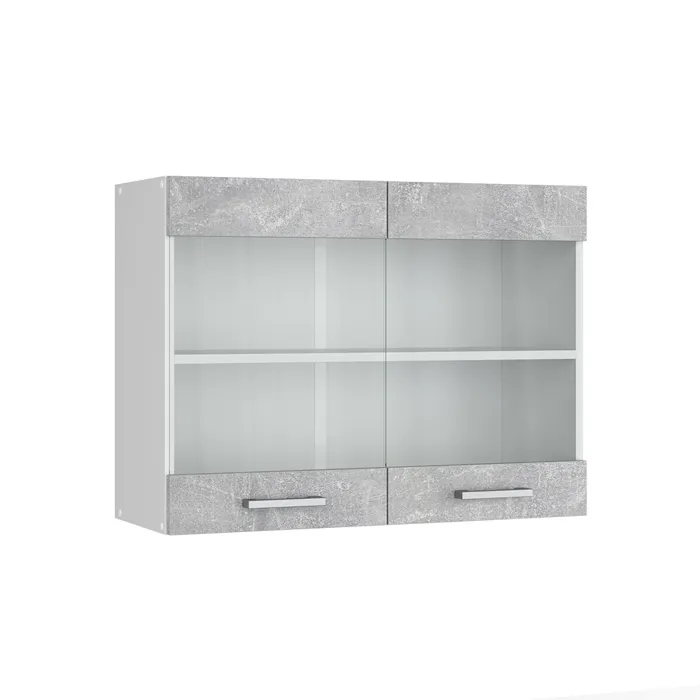 Vicco Meuble de cuisine haut vitré Béton 80cm