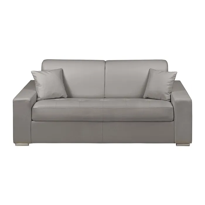 Canapé 3 places convertible express en simili - Gris - Couchage à lattes larges 140 cm - Matelas 14 cm EMIR