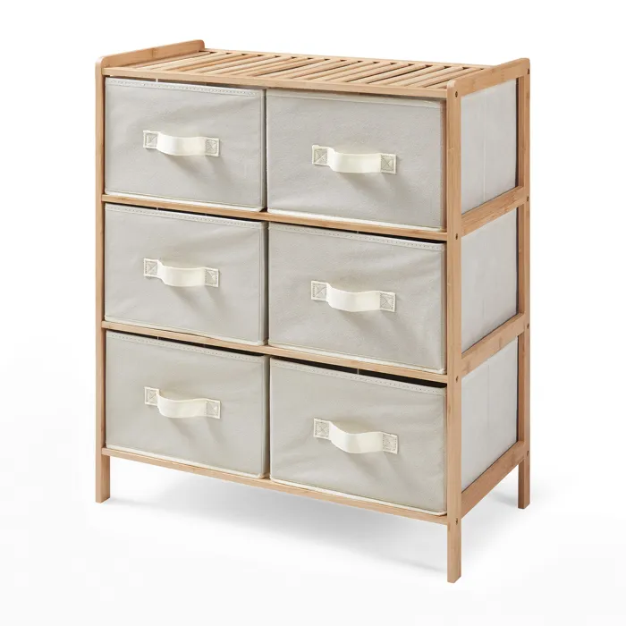 Commode avec 6 tiroirs en tissu Maldon 79 x 66 x 35 cm naturel / beige en.casa