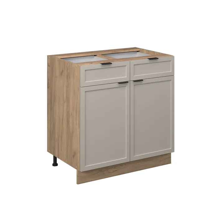 Vicco Meuble bas à tiroirs GrisBeige 80cm sans PT
