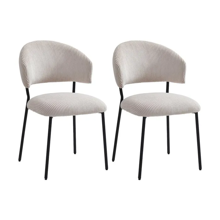 Lot De 2 Chaise Vente Unique Interieur Non Empilable Non Pliable H. 83 Cm En Metal Beige