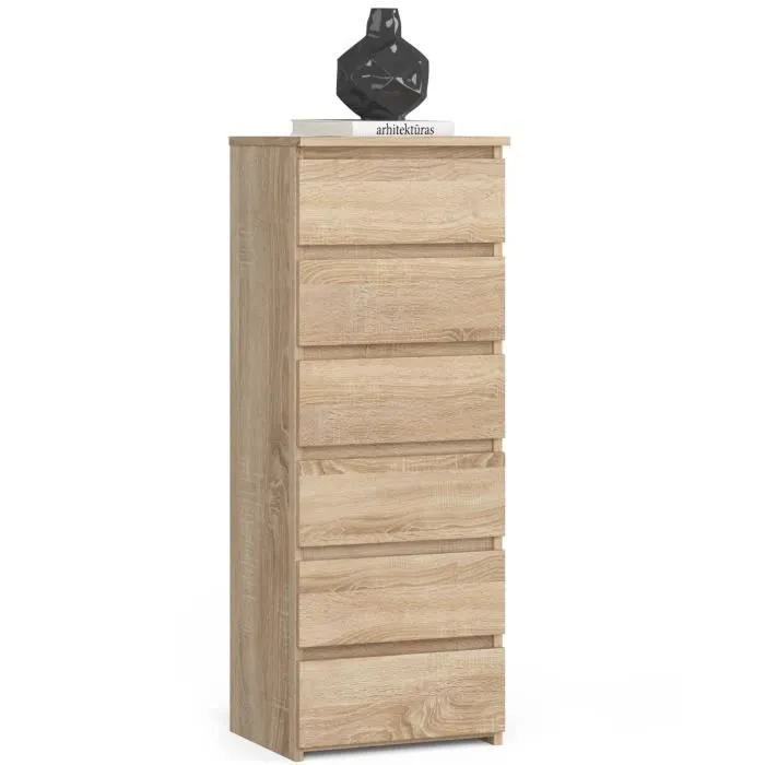 Commode AKORD CL6 Chêne Sonoma 40 cm 6 tiroirs façade Chêne Sonoma 40x35x109 cm