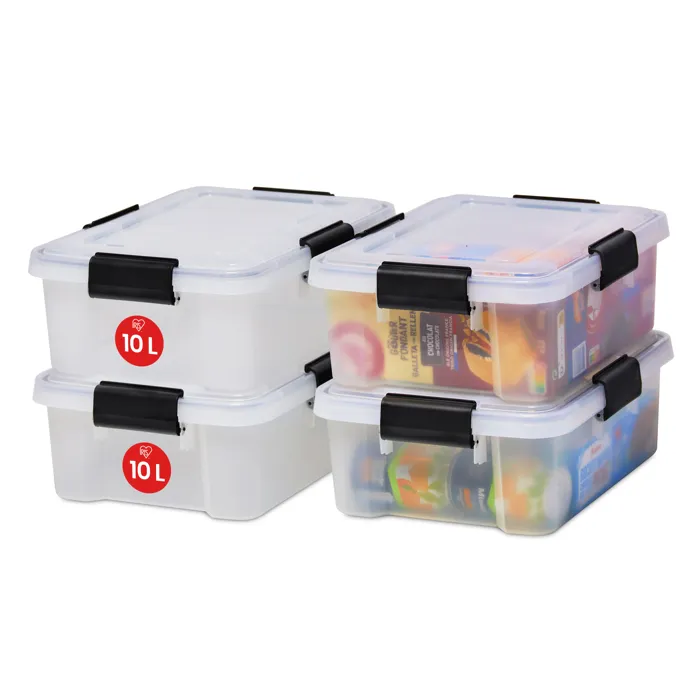 Iris Ohyama, Boite de Rangement Hermétique, 10L, Lot de 4, Transparent, AT-S