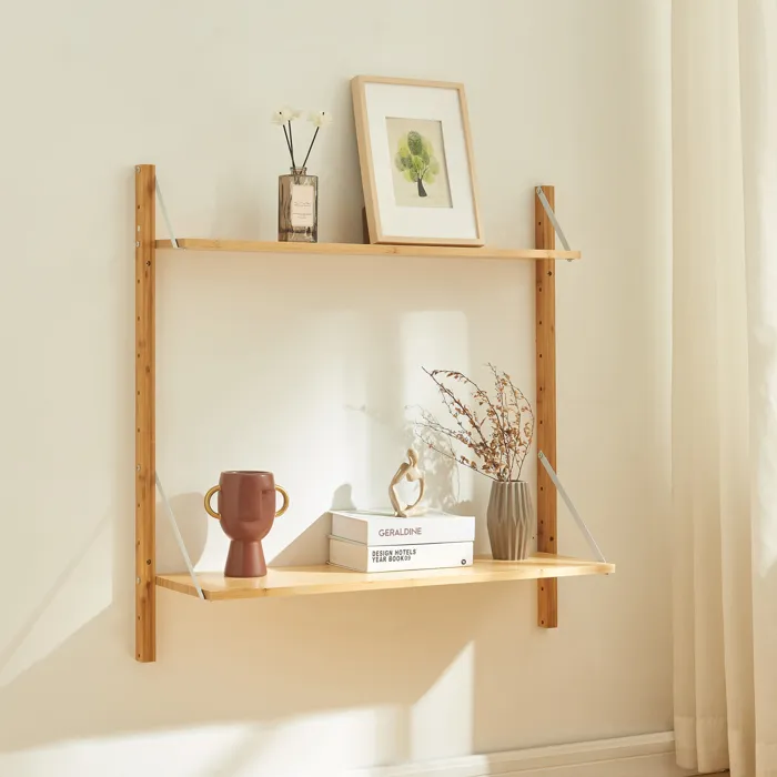 Étagère murale Tingvoll bambou 85 x 85 x 25 cm naturel en.casa