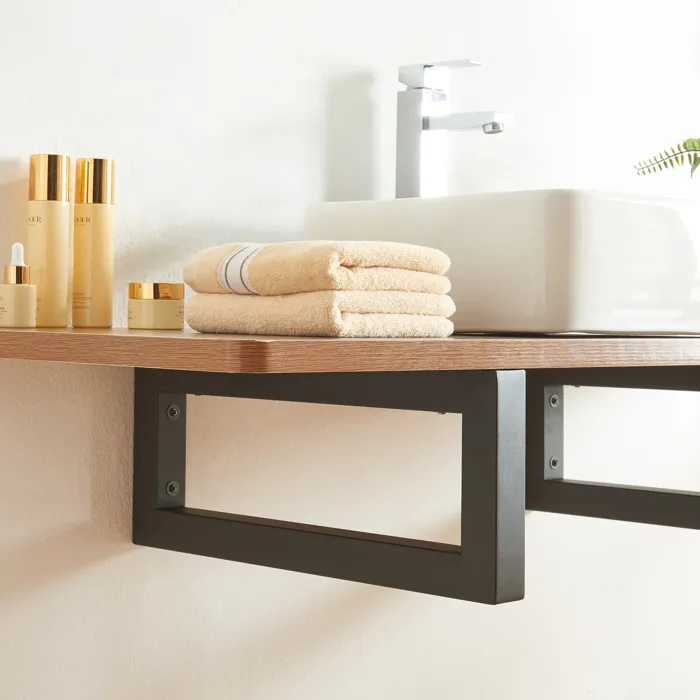 Lot de 2 équerres d'étagère Hawangen acier 45 x 20 cm noir en.casa