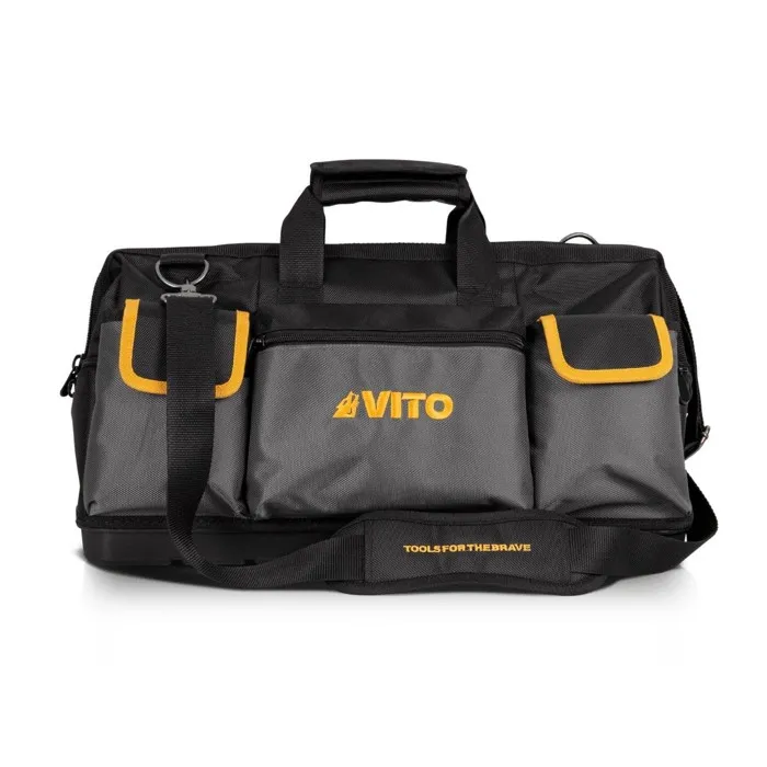 Sac à outils Professionnel 35L 8 Poches 17 compartiments Charge 25Kg Base rigide Fond étanche Bandoulière Confort VITO