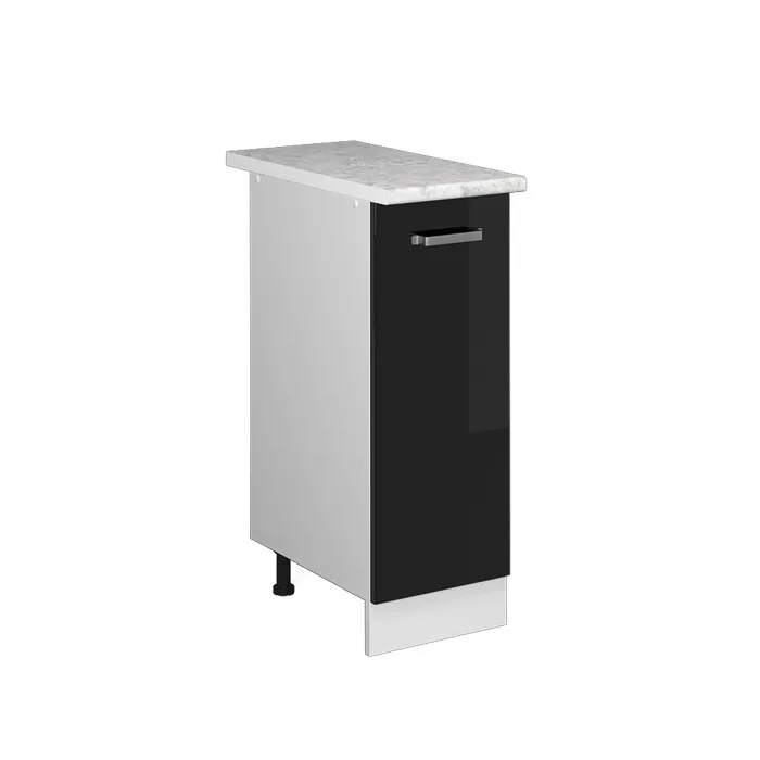 Vicco Meuble de cuisine Noir Haute brillance 30cm, PT Marbre