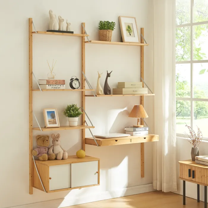 Étagère murale Tingvoll bambou 176 x 147 x 34 cm naturel en.casa
