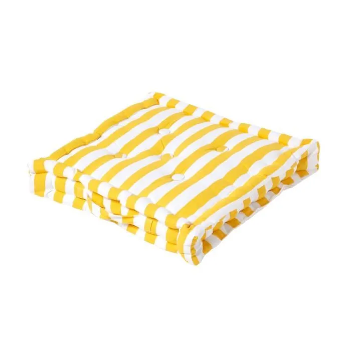 Coussin De Sol Jaune Grandes Rayures 40x40cm - Homescapes