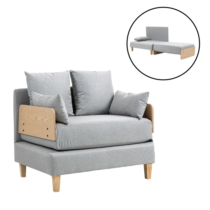 Canapé convertible 1 place Seinlus 81 x 88 x 68 cm gris clair en.casa