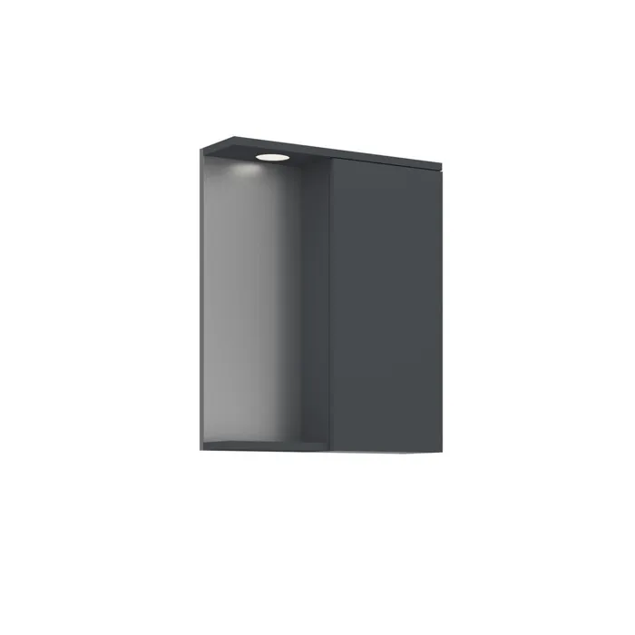 Meuble Salle De Bain Avec Miroir "purus 55" - 56 X 18 X 68 Cm - Matte Anthracite