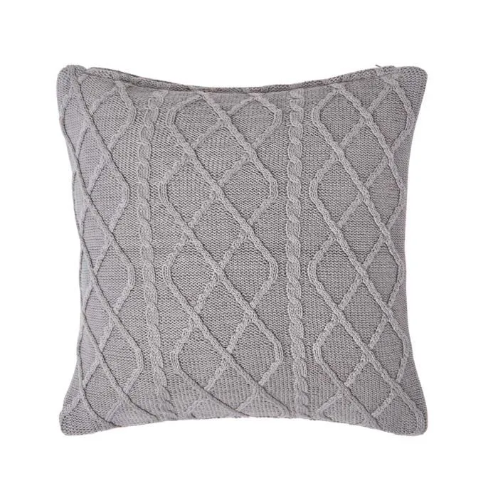 Housse De Coussin En Tricot Maille Torsadée Gris, 45x45cm - Homescapes