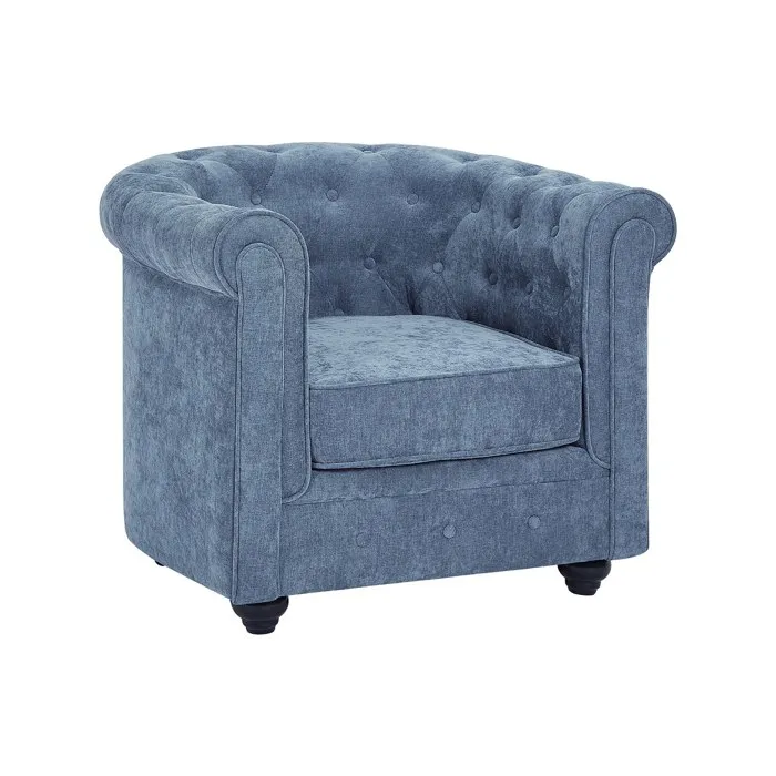 Fauteuil en tissu bleu CHESTERFIELD