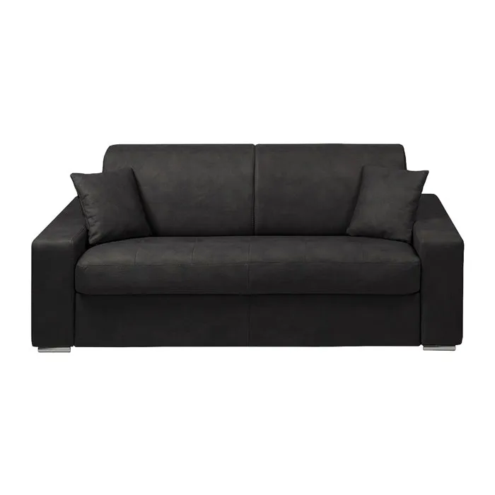 Canapé 3 places convertible express en tissu - Anthracite - Couchage à lattes larges 140 cm - Matelas 14 cm EMIR