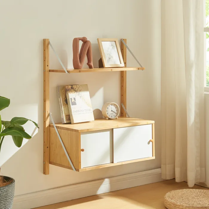Étagère murale Tingvoll bambou 85 x 65 x 34 cm naturel en.casa