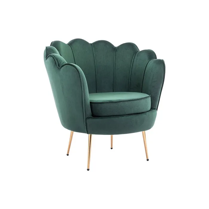 Fauteuil coquillage en velours vert sapin DANDELION