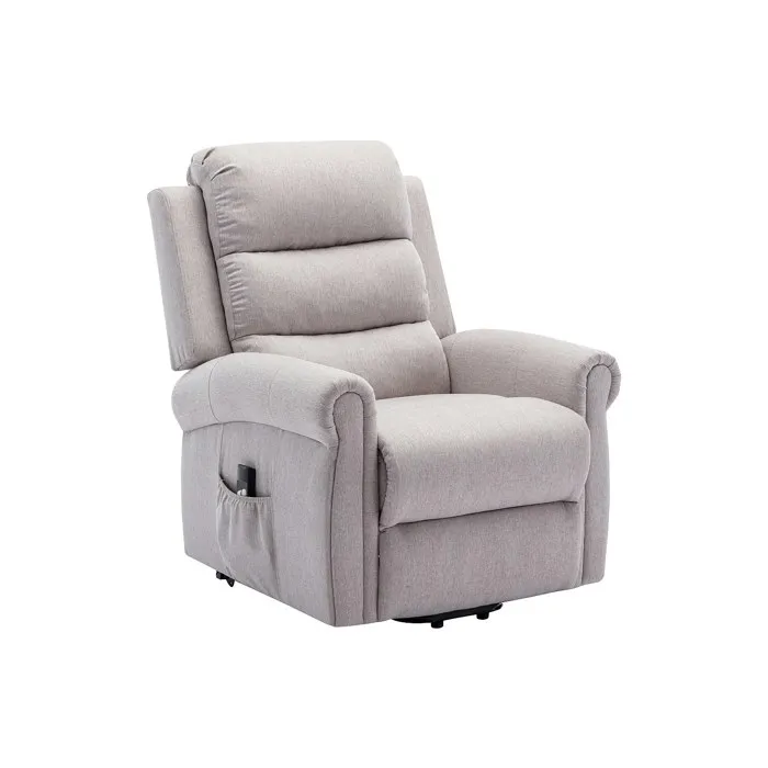 Fauteuil massant en tissu avec releveur électrique - Beige - LOVARI
