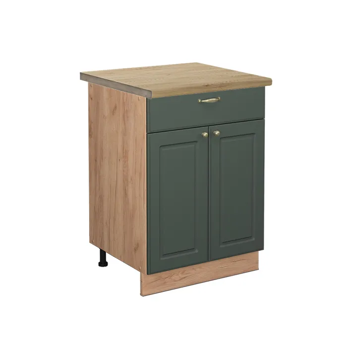 Vicco Meuble cuisine Vert Or Campagne 60cm avec tiroir, PT Chêne