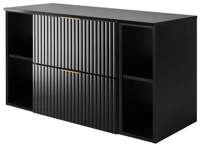 Meuble sous vasque FLOW NOIR 100 cm avec 2 x l'étagères - extensions et plan