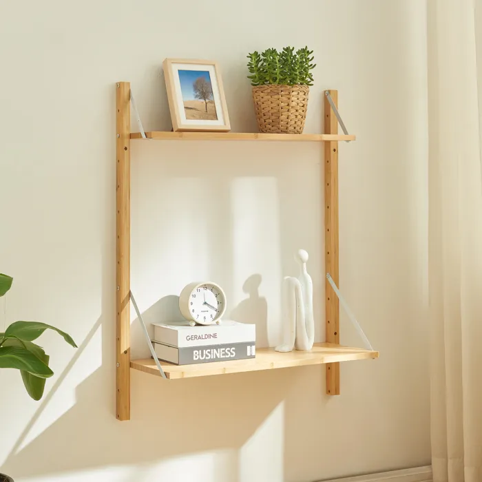 Étagère murale Tingvoll bambou 85 x 65 x 25 cm naturel en.casa