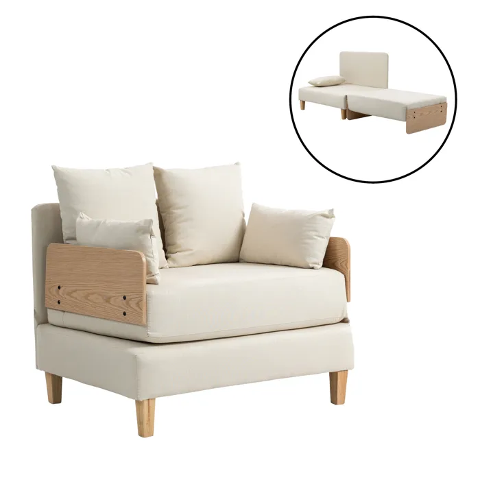 Canapé convertible 1 place Seinlus 81 x 88 x 68 cm beige en.casa